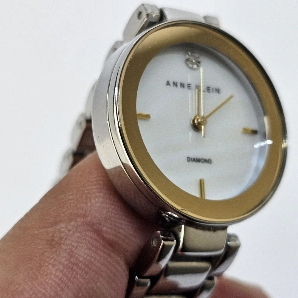 Anne Klein Diamond Women's 26MM White Dial Gray‎ Tone Bracelet 7